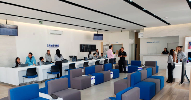 O Centro de Serviço Samsung é uma loja diferenciada e moderna, com layout padronizado em todas as unidades | Foto: Divulgação
