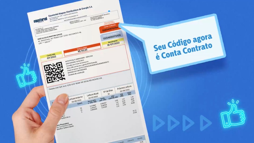Conta de luz da Equatorial mostrando onde fica o novo número